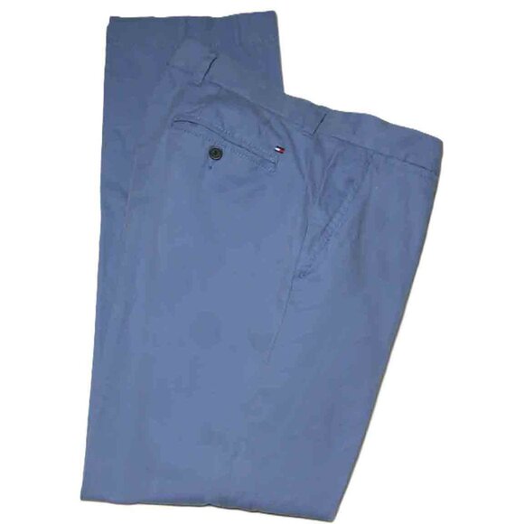 Tommy Hilfiger Custom Fit Chinos Blue Flat Front ACTUAL SIZE 35 X 32 - Picture 1 of 2